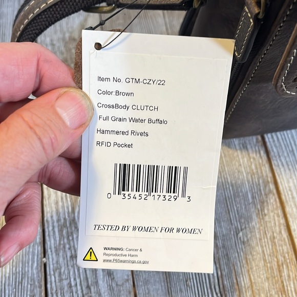 Studded Brown Leather Shoulder Bag - Picture 5 of 14